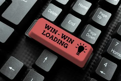 Conceptual caption Win win Loading. Word Written on advantageous or satisfactory Stock Photos