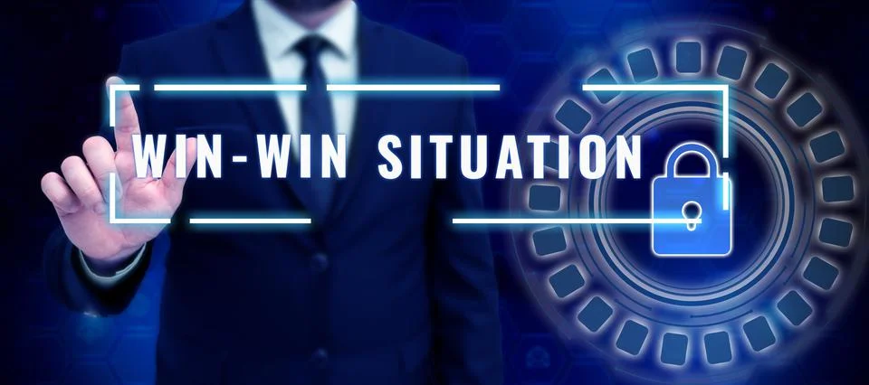 Conceptual caption Win Win Situation. Word for time allocated for work and Stock Illustration