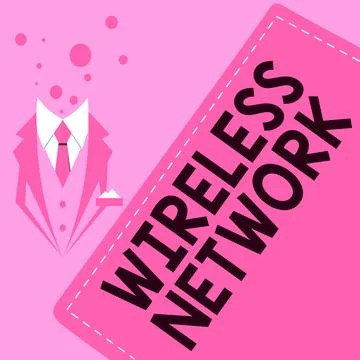 Conceptual caption Wireless Network. Business concept computer network that uses Illustrazione stock