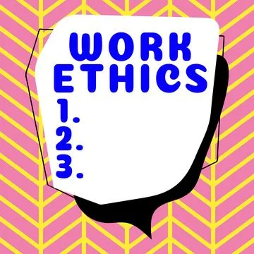 Conceptual caption Work Ethics. Business concept A set of values centered on the Illustrazione stock