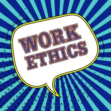 Conceptual caption Work Ethics. Concept meaning A set of values centered on the Illustrazione stock