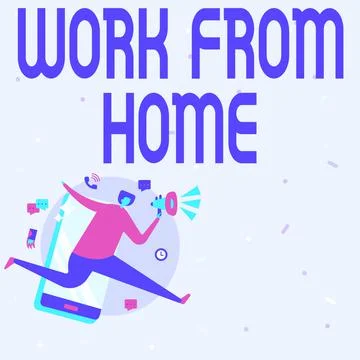 Conceptual caption Work From Home. Word Written on Work From Home Man Drawing Stock Illustration
