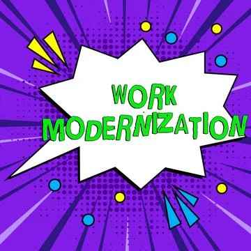 Conceptual caption Work Modernization. Business concept changing product service 스톡 일러스트