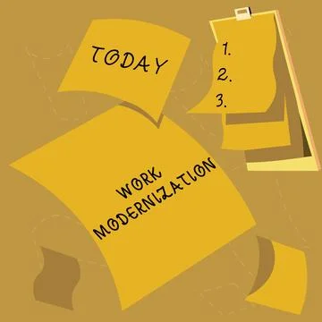 Conceptual caption Work Modernization. Business approach changing product Illustrazione stock
