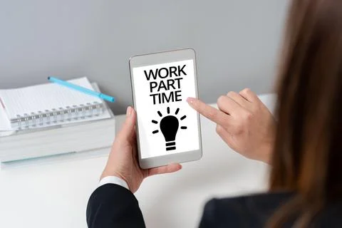Conceptual caption Work Part Time. Word Written on A job that is not permanent Stock Photos