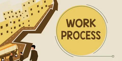 Conceptual caption Work Process. Business idea Standard procedures how to handle Illustration