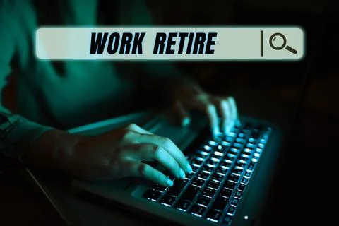 Conceptual caption Work Retire. Concept meaning carrying on working or getting a Stockfoto's