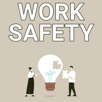 Conceptual caption Work Safety. Business idea preventive measures applied by Stock Illustration