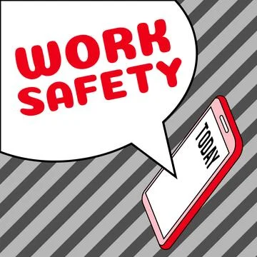 Conceptual caption Work Safety. Concept meaning Policies and control in place Stock Illustration