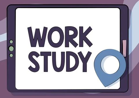 Conceptual caption Work Study. Word Written on college program that enables Stock Illustration