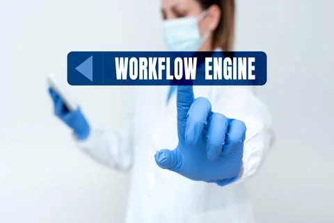 Conceptual caption Workflow Engine. Internet Concept software application that Foto stock