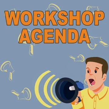 Conceptual caption Workshop Agenda. Concept meaning helps you to ensure that Stock Illustration