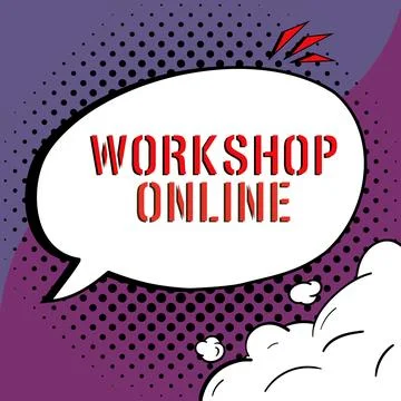 Conceptual caption Workshop Online. Business idea room or building in which Illustrazione stock