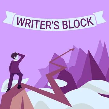 Conceptual caption Writer S Block. Concept meaning Condition of being unable to Stock Illustration