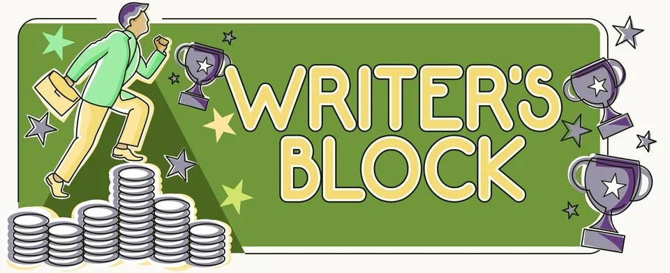 Conceptual caption Writer s is BlockCondition of being unable to think of what Stock Illustration