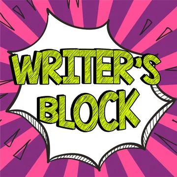Conceptual caption Writer's Block. Concept meaning Condition of being unable to Stock Illustration