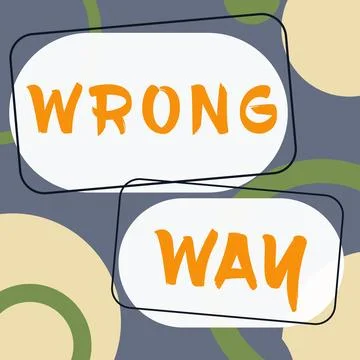 Conceptual caption Wrong Way. Internet Concept taking an unsuitable or Illustrazione stock