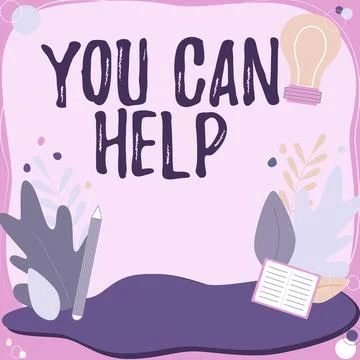 Conceptual caption You Can Help. Business overview You Can Help Text Frame Stock Illustration