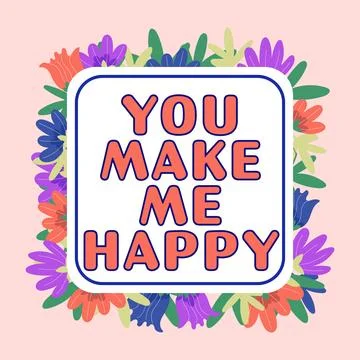 Conceptual caption You Make Me Happy. Internet Concept Something or Someone that Stockillustratie