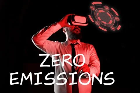 Conceptual caption Zero Emissions. Word Written on emits no waste products that Stock Photos
