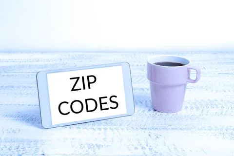 Conceptual caption Zip Codes. Concept meaning numbers added to a postal address Stock Photos