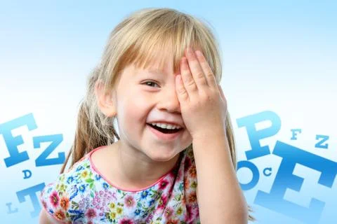 Conceptual children vision test. Stock Photos