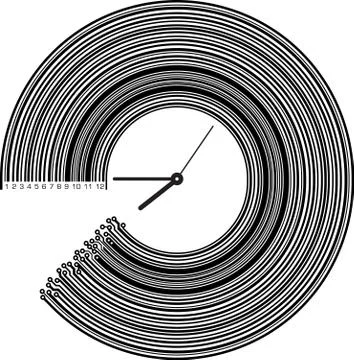 Conceptual clock with elements of PCB or barcode. High tech vector illustrati Stock Illustration
