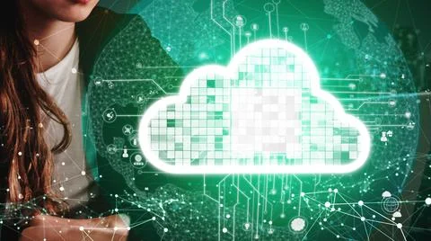 Conceptual cloud computing and data storage technology for future innovation 写真素材