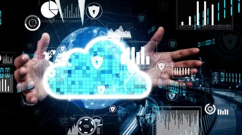 Conceptual cloud computing and data storage technology for future innovation 스톡 사진