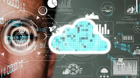 Conceptual cloud computing and data storage technology for future innovation 스톡 사진