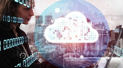 Conceptual cloud computing and data storage technology for future innovation 스톡 사진