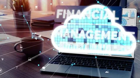 Conceptual cloud computing and data storage technology for future innovation Foto stock