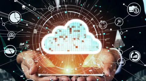 Conceptual cloud computing and data storage technology for future innovation 스톡 사진