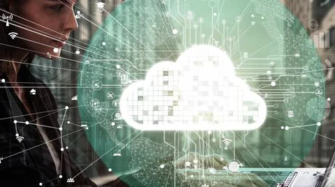 Conceptual cloud computing and data storage technology for future innovation 스톡 사진