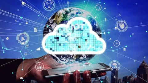 Conceptual cloud computing and data storage technology for future innovation 写真素材