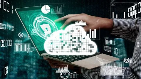 Conceptual cloud computing and data storage technology for future innovation 写真素材