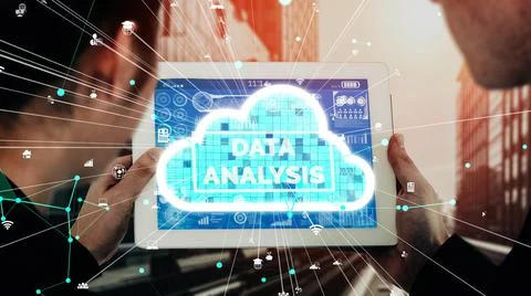 Conceptual cloud computing and data storage technology for future innovation Stock Photos