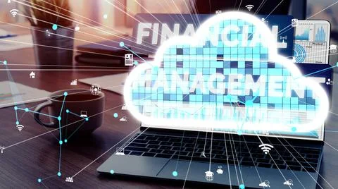 Conceptual cloud computing and data storage technology for future innovation Stock Photos