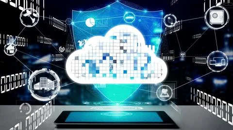 Conceptual cloud computing and data storage technology for future innovation 스톡 사진