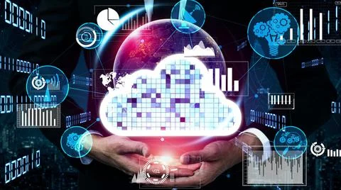 Conceptual cloud computing and data storage technology for future innovation 스톡 사진