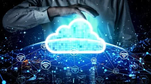 Conceptual cloud computing and data storage technology for future innovation 스톡 사진