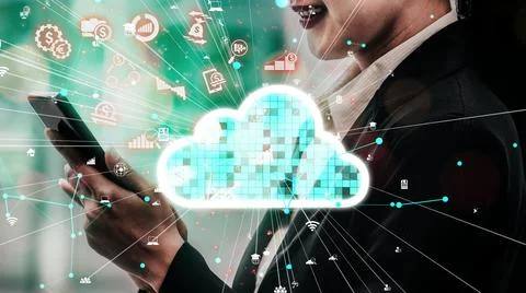 Conceptual cloud computing and data storage technology for future innovation 写真素材