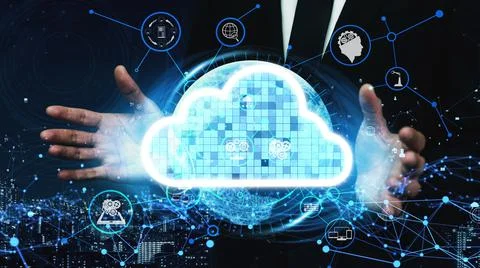 Conceptual cloud computing and data storage technology for future innovation 写真素材