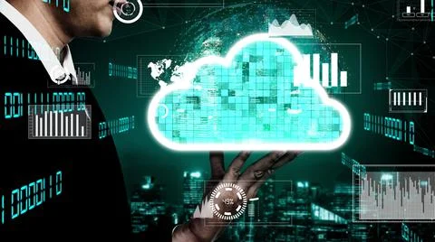 Conceptual cloud computing and data storage technology for future innovation 写真素材