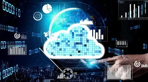 Conceptual cloud computing and data storage technology for future innovation 写真素材