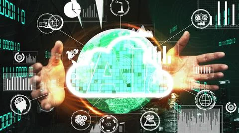 Conceptual cloud computing and data storage technology for future innovation 스톡 사진