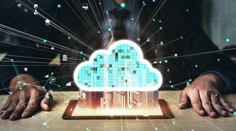 Conceptual cloud computing and data storage technology for future innovation 写真素材