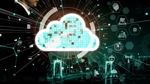 Conceptual cloud computing and data storage technology for future innovation 写真素材