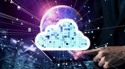 Conceptual cloud computing and data storage technology for future innovation 스톡 사진