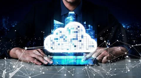 Conceptual cloud computing and data storage technology for future innovation 写真素材